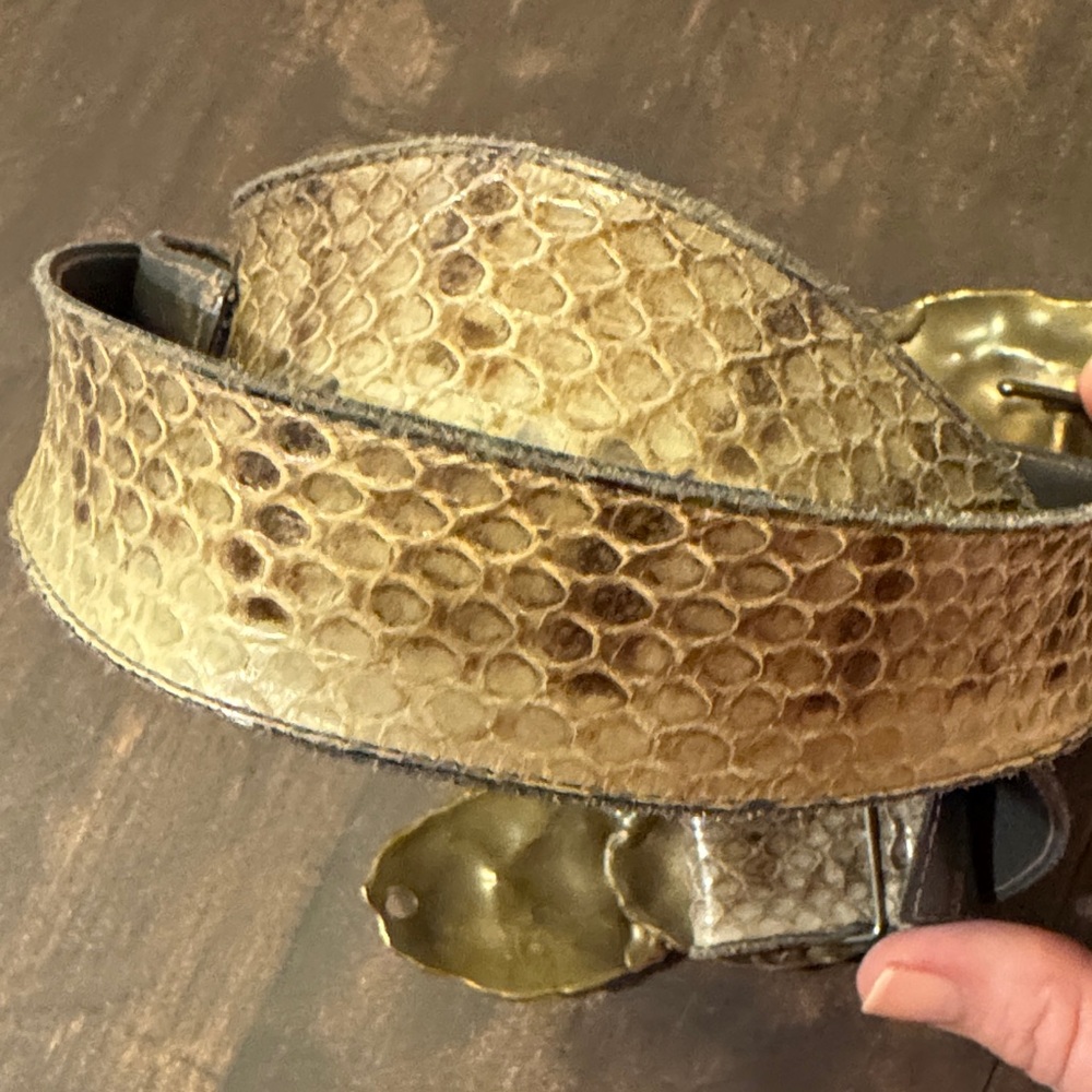 Vintage Gold and Silver Belt with snake skin - Picture 6 of 7